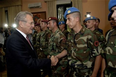 Secretary Rumsfeld Congratulates And Thanks Albanian Soldiers