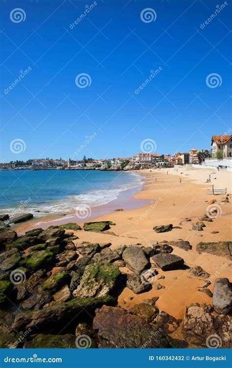 Beach In Resort Town Of Cascais In Portugal Stock Photo Image Of