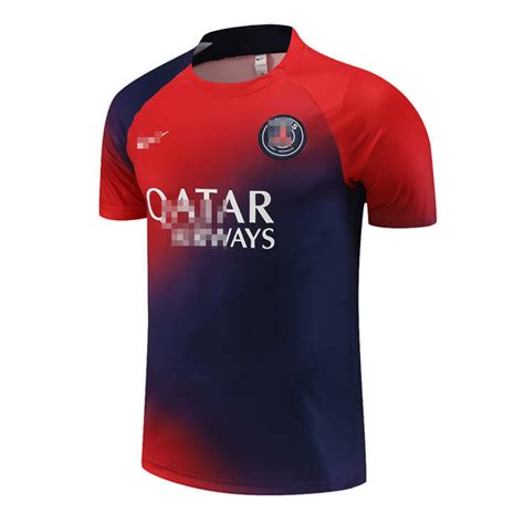 Camiseta De Entrenamiento De PSG 2023 2024 Rojo Azul Futboloo