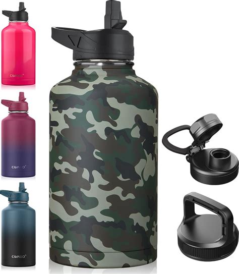 Amazon CIVAGO 64 Oz Insulated Water Bottle With Straw Half Gallon