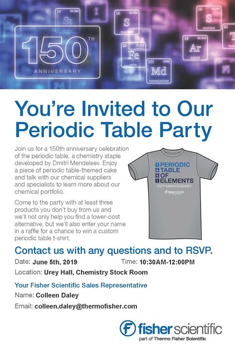 Periodic Table 150th Anniversary Celebration With Fisher Scientific ...