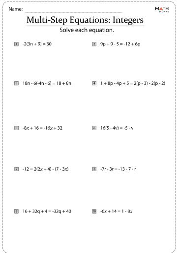 Practice Makes Perfect The Best Multi Step Equation Worksheets For Skill Development The