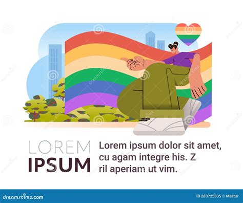 Femme Avec Lgbt Rainbow Flag Gay Lesbienne Amour Parade Pride Festival Transgenre Amour Concept