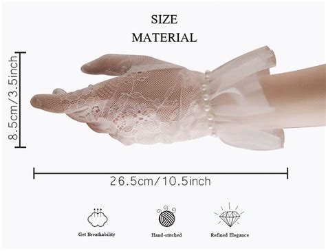 Short Lace Mesh Gloves Tulle Border With Pearls Wedding Opera Tea Party