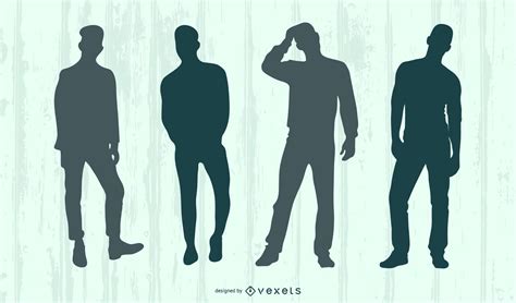 Male Model Silhouette Set Vector Download