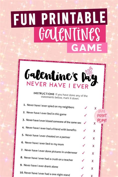 Galentines Day Never Have I Ever Party Printable Game Ladies Night Games For Adults Etsy