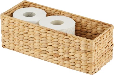 Mdesign Natural Woven Water Hyacinth Bathroom Toliet Roll Holder