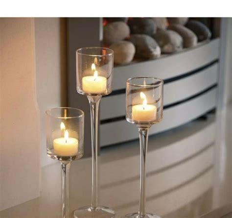 Glass Candle Stick Holders Set Of Perfect Home Christmas Etsy Uk