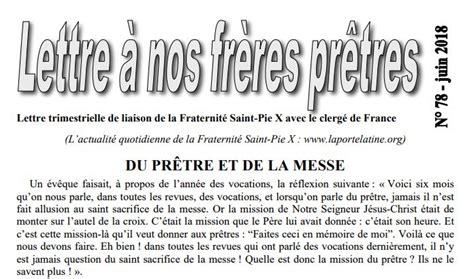 Tradinews Abb Bouchacourt Fsspx Lettre Nos Fr Res Pr Tres Du