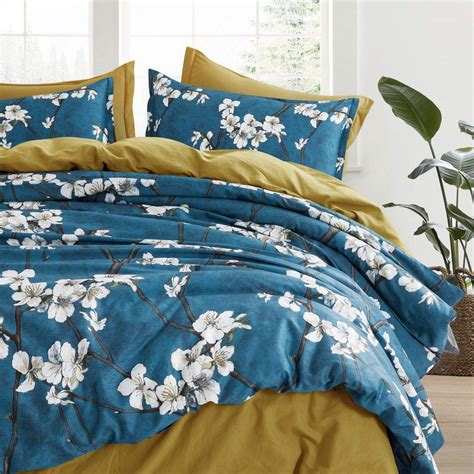 Eikei Botanical Garden Duvet Cover Washed Brushed 100 Percent Cotton Bedding Set