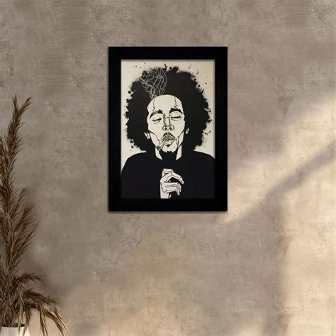 Quadro Decorativo Bob Marley Art Black Vintage