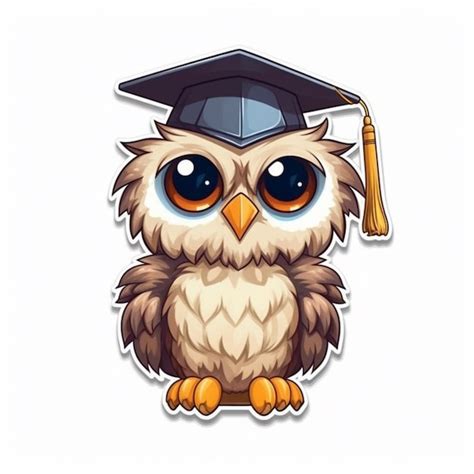 Premium Photo Cartoon Owl With Graduation Cap And Tassel Generative Ai