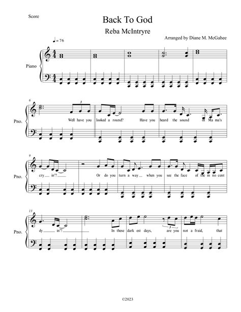 Back To God Arr Arranged By Diane M Mcgahee By Paul Begley Sheet