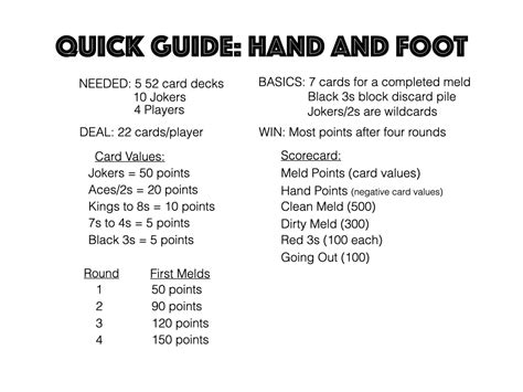 Free Printable Hand And Foot Card Game Rules