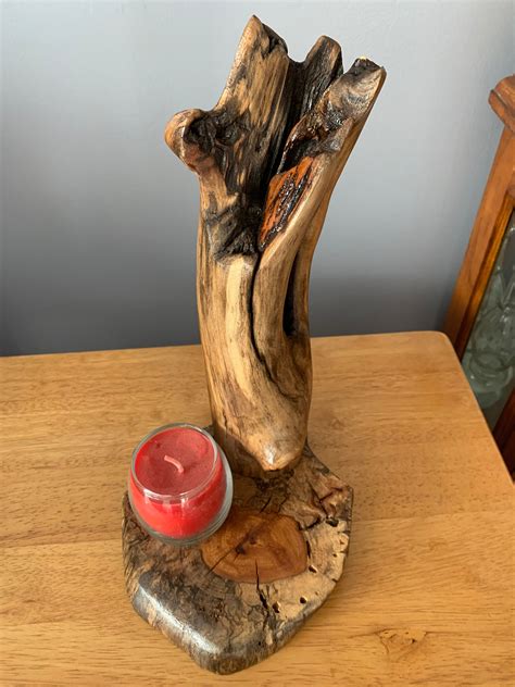 Driftwood Candle Holder With Base Etsy