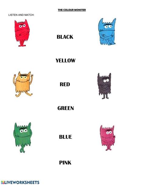 The Colour Monster Interactive Activity Live Worksheets 50 Off