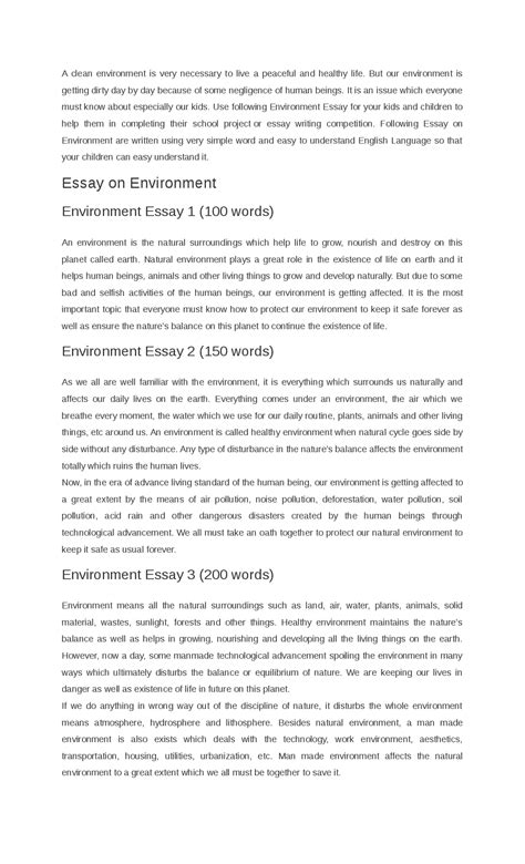 Essay on Environment | Study Guides, Projects, Research English ...