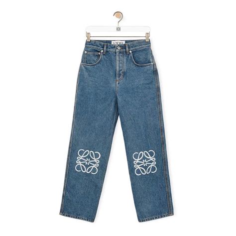 Loewe Women Anagram Cropped Jeans In Denim