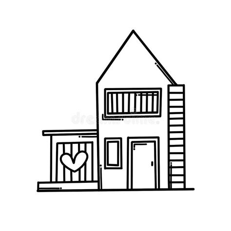 Haus Mit Herz Doodle Vektor Symbol Zeichnung Zeichnung Illustration