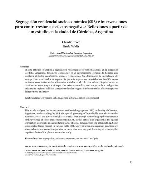 PDF segregación residencial socioeconómica sRs e intervenciones