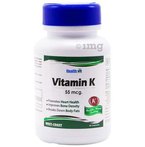 Healthvit Vitamin K 55mcg Capsule Buy Bottle Of 60 Capsules At Best Price In India 1mg