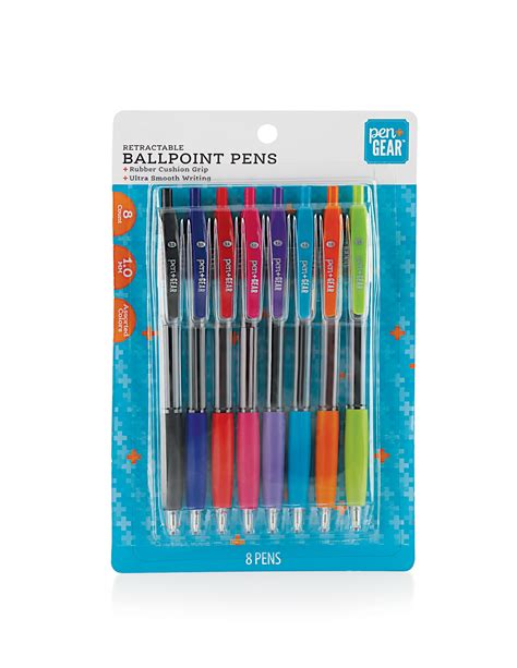 Pen Gear Retractable Ballpoint Pens Assorted Colors 8 Count Walmart