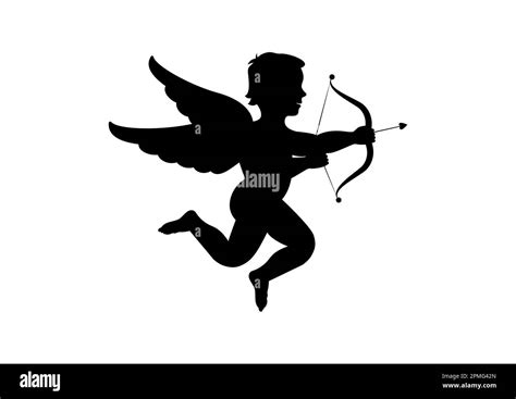 Black And White Cupidon Icon Flat Design Isolated On White Background