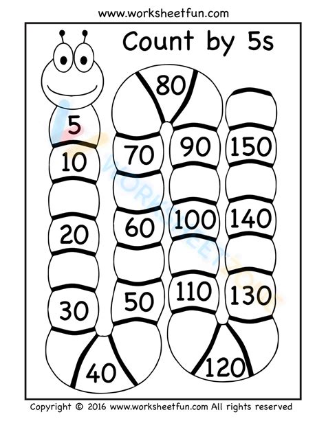 Counting By 5s - Catterpillar 1 Worksheet - Worksheets Library