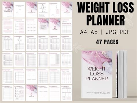 Printable Weight Loss Planner Journal Graphic By PoshAlpaca Creative