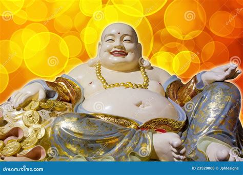 big belly maitreya happy laughing buddha statue stock photo image