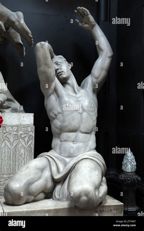 Mourning Naked Man Depicted On The Marble Funeral Monument To Teresa