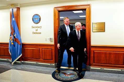 Defense Secretary Robert M Gates And Deputy Defense Secretary William J Lynn Iii Leave Gates