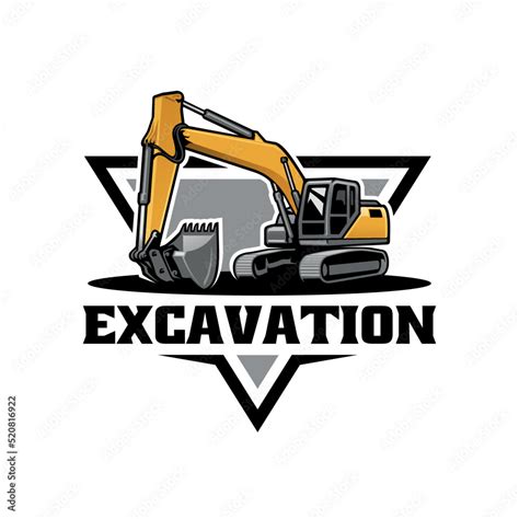 Excavator Heavy Duty Construction Illustration Logo Vector Stock Vector