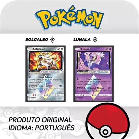 Kit Carta Pokémon Lendários Solgaleo Prisma E Lunala Prisma