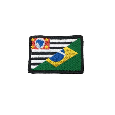 Patch Bordado Bandeira do Brasil São Paulo Patch Bordado