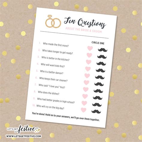 Ten Questions About the Bride & Groom Bridal Shower Game - Etsy