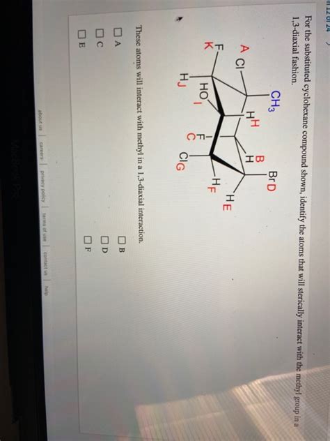 Solved In 12 OT 24 For The Substituted Cyclohexane Compound Chegg