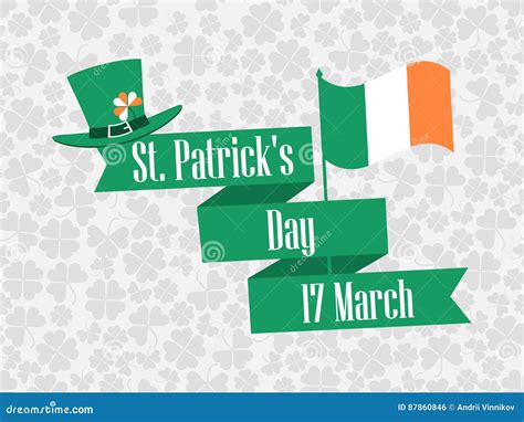 St.Patrick `s Day. Ribbon with Text and Ireland Flag. Festive Banner ...