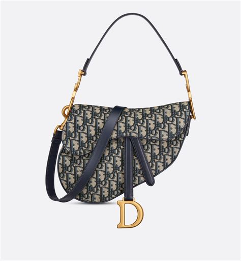 Saddle Bag with Strap Blue Dior Oblique Jacquard | DIOR CZ