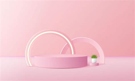 Premium Vector 3d Geometric Pink Podium With Copy Space Area For