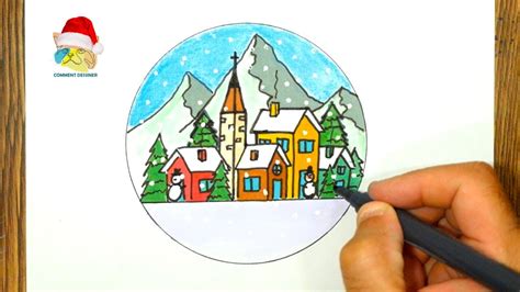 Comment Dessiner Un Village De Noel En Couleur YouTube