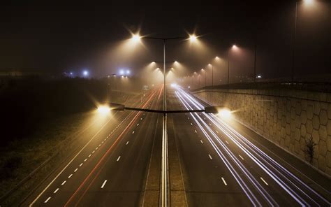 Road Highway Night Light Edinburgh Long Exposure K Hd Wallpaper