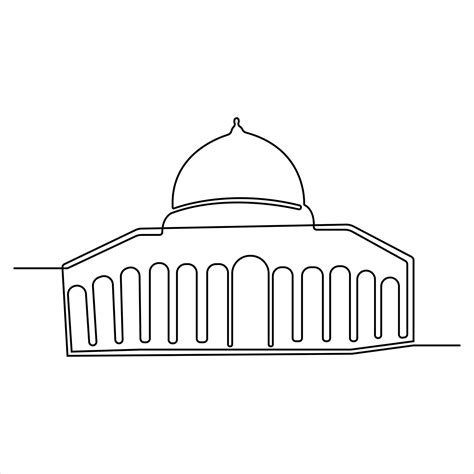 Single continuous line art drawing of mosque simple illustration of ...