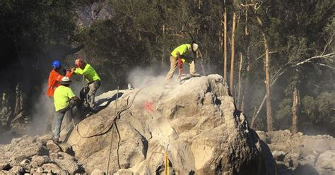 Crews Use Explosives To Blast Boulders Plugging Creeks In Montecito