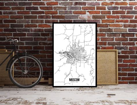 Moscow Idaho Printable Map City Map Art Moscow ID Wall Art | Etsy