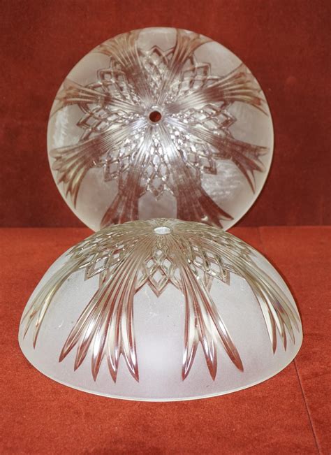 Vintage Ceiling Mount Light Cover Clear And Frosted Crystal Cut Glass Dome Shades