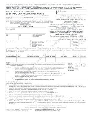 Fillable Online Nccourts NOTE THIS FORM IS FOR INFORMATIONAL PURPOSES