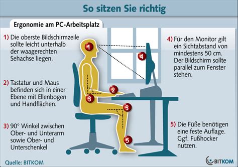 Bild Ergonomie Am PC Arbeitsplatz Hinweise Zum Richten Sitzen