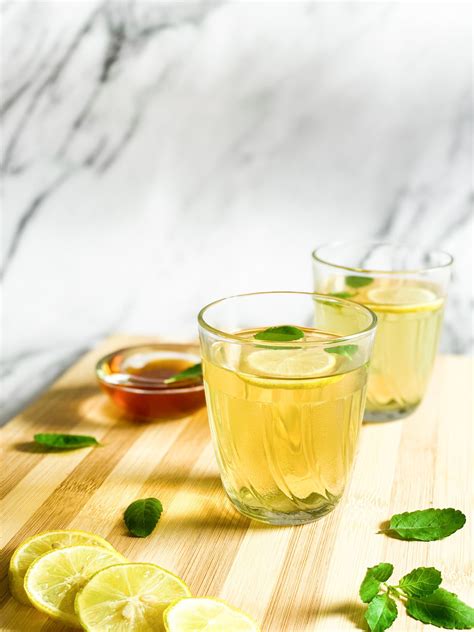 Lemon And Honey Water 🍋🍯 With Some Basil Leaves Most Refreshing