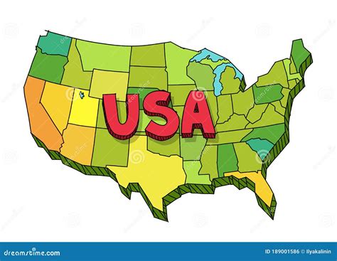 Drawn Map Of USA United States Of America Vector Colour Hand Drawn